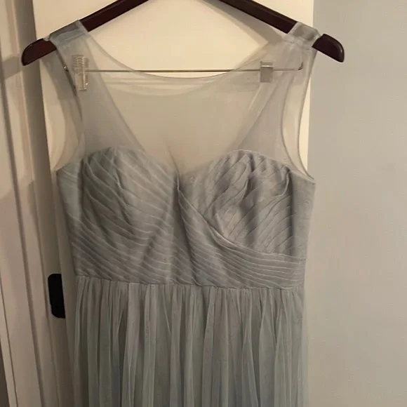 blue dress for baby girl Zapaka Women Grey Green Printed Flower Bridesmaid Dress with Slit Square Neck Chiffon Wedding Guest Dress, Grey Green / US10 main image 0
